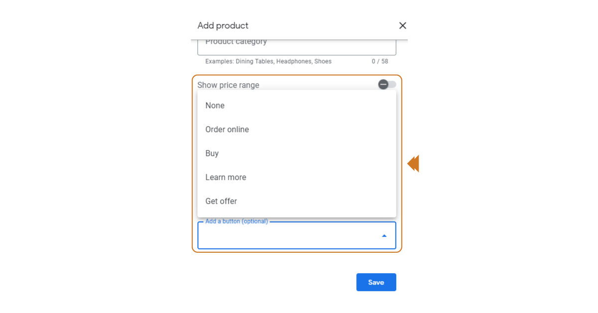 add products CTA in Google My Business Listing