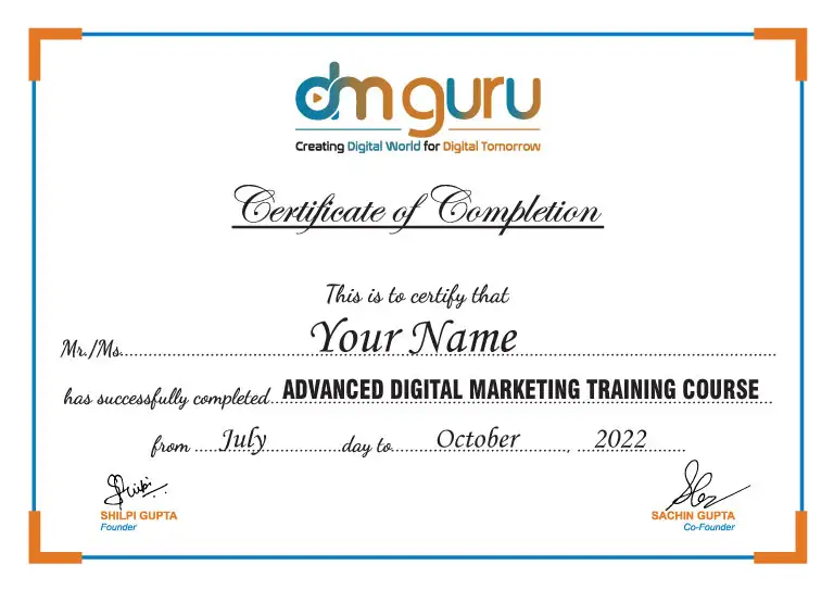 Digital Marketing Course Certificate