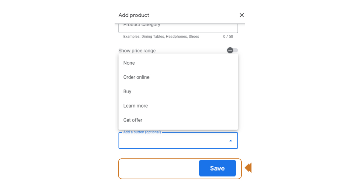 save products information in Google My Business Listing