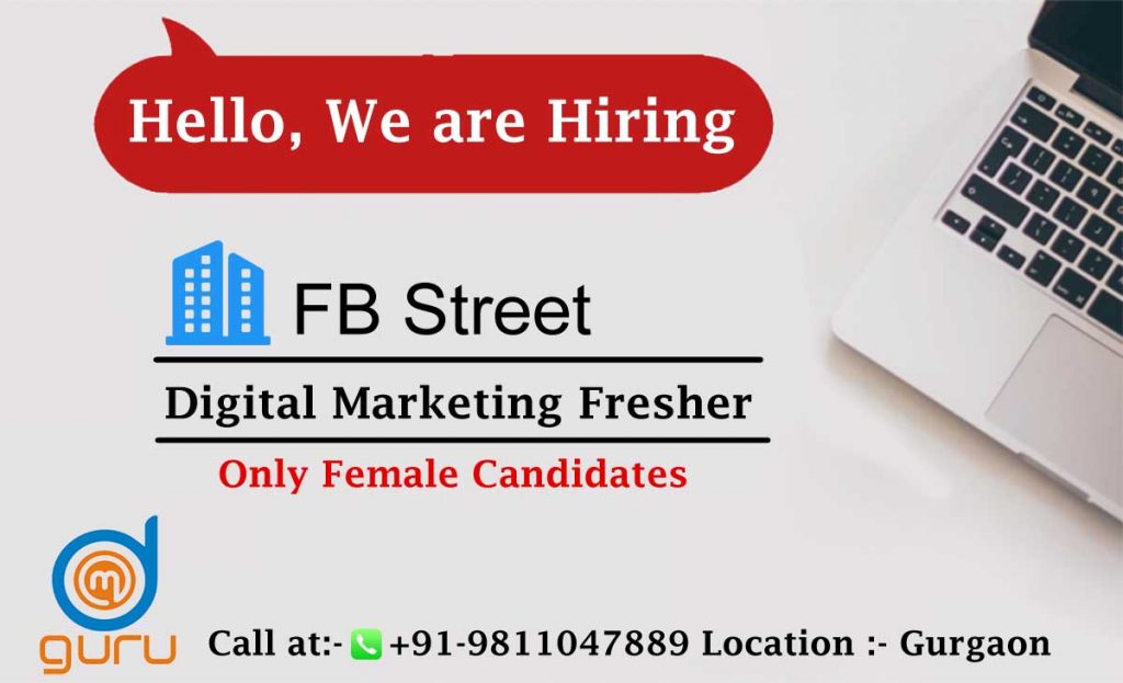 Digital Marketing/SEO Job Freshers at FB Street Gurgaon
